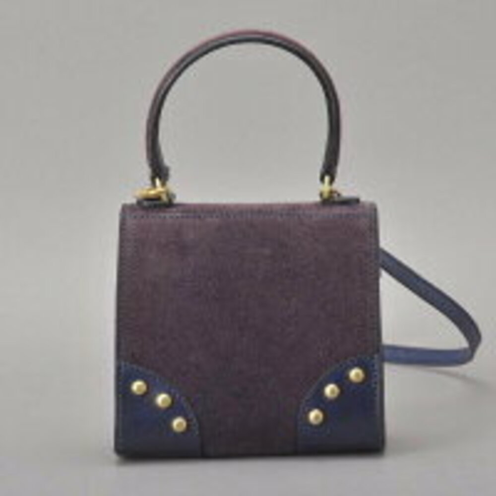 Celine shoulder bag handbag suede leather purple blue pouch crossbody - Picture 4 of 10